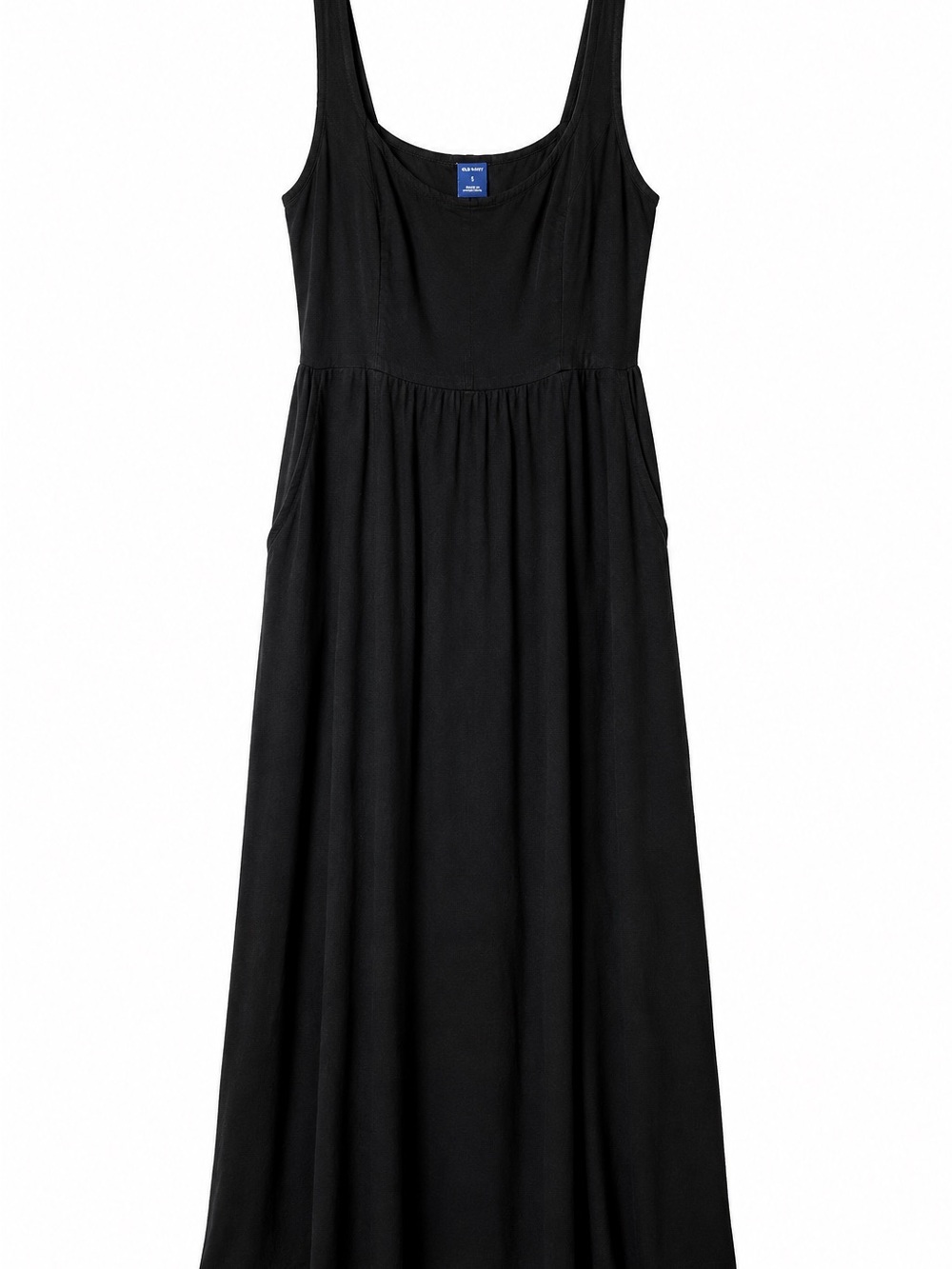 Old Navy Black Sleeveless Maxi Dress Women’s Small Smocked Back Pockets Casual